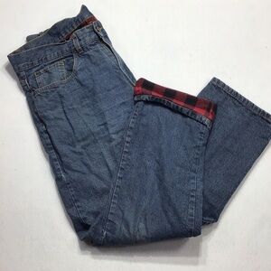 Classic Blue Straight Fit Jeans with plaid lining